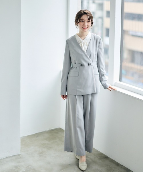 12Twelve Agenda（トゥエルブ　アジェンダ）の「配色デザインカラーレスジャケット（ノーカラージャケット・レディース・ネイビー/ライトグレー・M）」の11枚目の写真