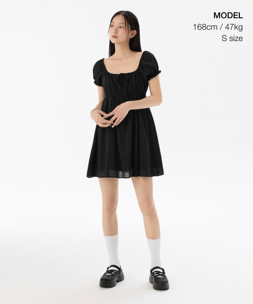 MUSINSA STANDARD WOMAN（ムシンサスタンダードウーマン）の「ウィメンズコットンベイビードールミニドレス[ブラック]（ワンピース・レディース・その他・LARGE/MEDIUM/SMALL/X-SMALL）」の2枚目の写真