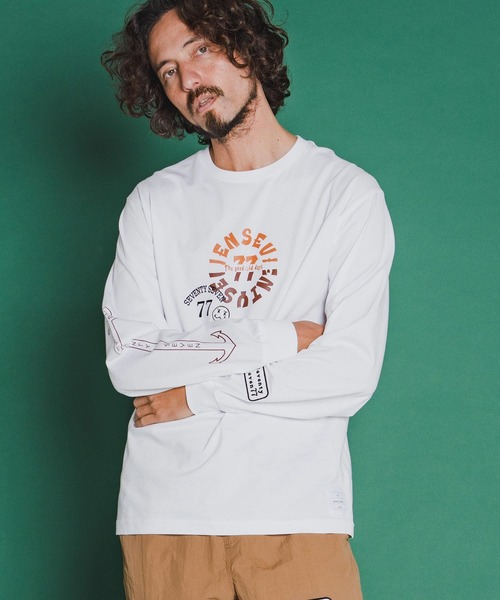 seventy seven(セブンティセブン)の「mlt5540-middle onz L-S fine t-shirt (old days S) ロングスリーブTシャツ(7726S120)(Tシャツ/カットソー・メンズ・ネイビー/ホワイト/ブラック・XL/L/M/S)」の1枚目の写真