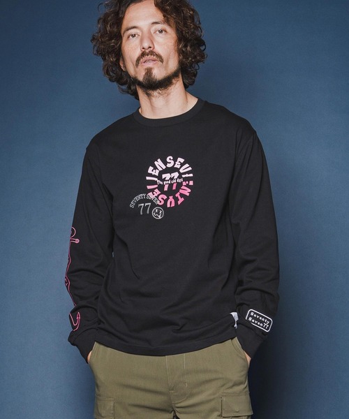 seventy seven(セブンティセブン)の「mlt5540-middle onz L-S fine t-shirt (old days S) ロングスリーブTシャツ(7726S120)(Tシャツ/カットソー・メンズ・ネイビー/ホワイト/ブラック・XL/L/M/S)」の2枚目の写真