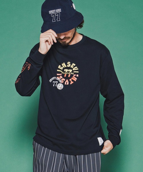seventy seven(セブンティセブン)の「mlt5540-middle onz L-S fine t-shirt (old days S) ロングスリーブTシャツ(7726S120)(Tシャツ/カットソー・メンズ・ネイビー/ホワイト/ブラック・XL/L/M/S)」の12枚目の写真