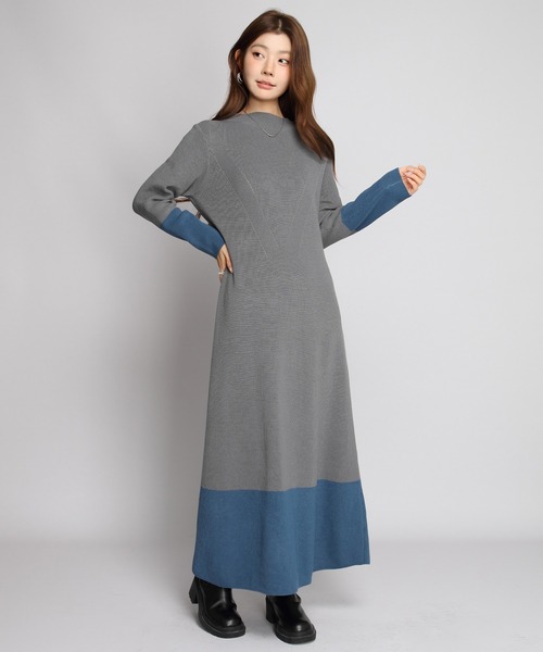 by LEGNA(バイレグナ)の「Aライン ニットワンピース(ワンピース・レディース・ブラック/グレー/グレー系その他・ロング丈)」の3枚目の写真