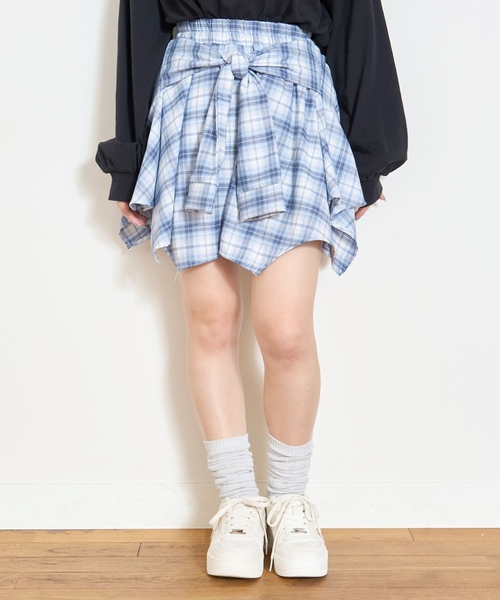 LOVETOXIC（ラブトキシック）の「【LTXC】腰巻き風チェックキュロット（その他パンツ・キッズ・レッド/ブラック/ブルー・L:160cm/M:150cm/S:140cm/130cm）」の3枚目の写真