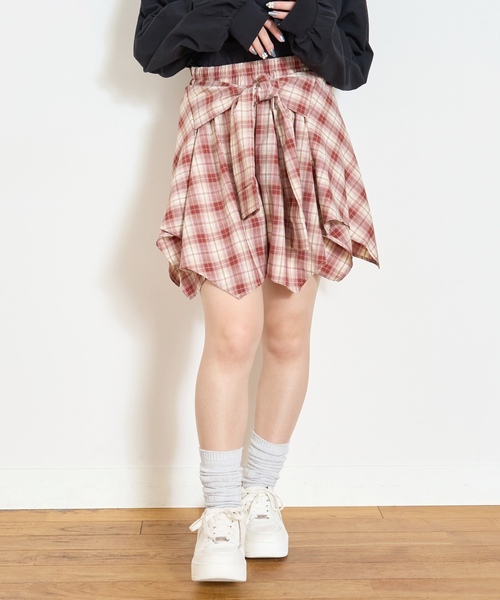 LOVETOXIC（ラブトキシック）の「【LTXC】腰巻き風チェックキュロット（その他パンツ・キッズ・レッド/ブラック/ブルー・L:160cm/M:150cm/S:140cm/130cm）」の4枚目の写真