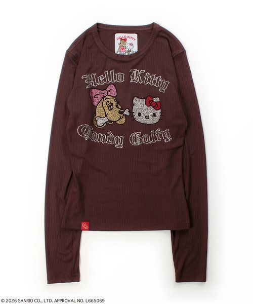 GALFY（ガルフィー）の「GALFY（ガルフィー）キラキラガルTee/コラボ ラインストーンロゴ リブロンT/タイトフィット（Tシャツ/カットソー・レディース・ブラック/ホワイト/ブラウン/ピンク・FREE）」の18枚目の写真