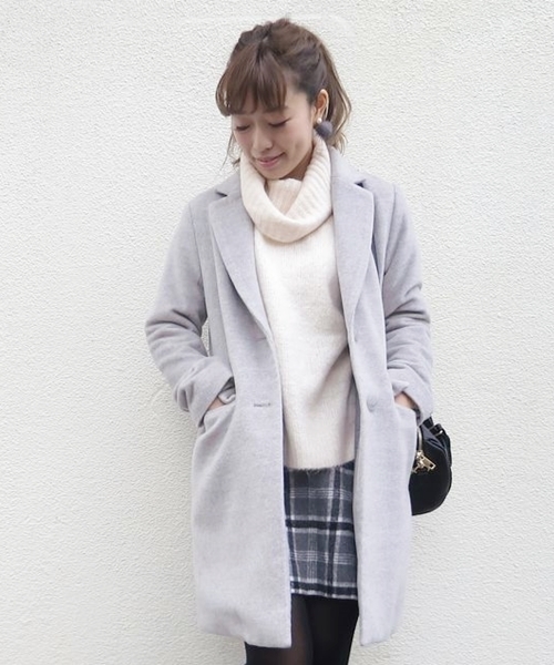 Chico(チコ)の「【who's who Chico】チェスターコート(チェスターコート・レディース・ベージュ/オリーブ/グレー/ネイビー・FREE)」の2枚目の写真