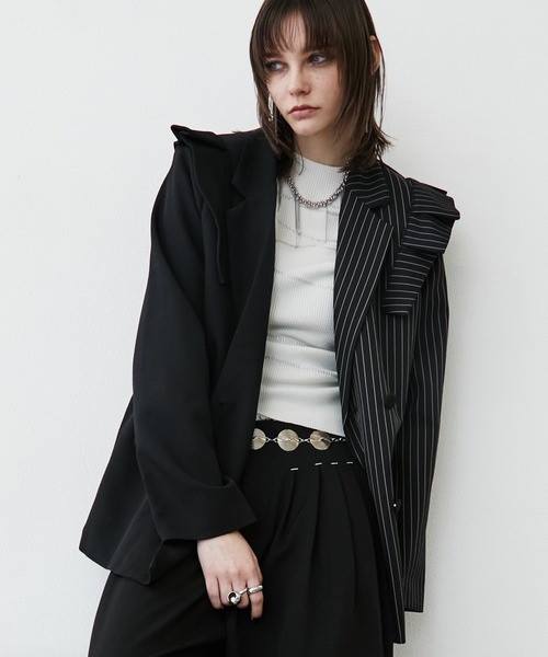 MONOe(モノエ)の「【大人華やか】ランダムラインストーンリブトップス(ニット/セーター・レディース・ホワイト/ブラック・FREE)」の6枚目の写真