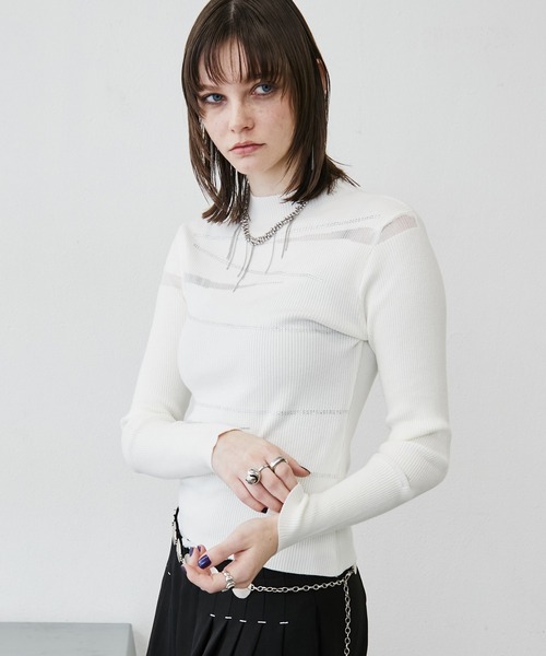 MONOe(モノエ)の「【大人華やか】ランダムラインストーンリブトップス(ニット/セーター・レディース・ホワイト/ブラック・FREE)」の19枚目の写真