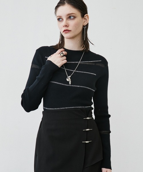 MONOe(モノエ)の「【大人華やか】ランダムラインストーンリブトップス(ニット/セーター・レディース・ホワイト/ブラック・FREE)」の13枚目の写真