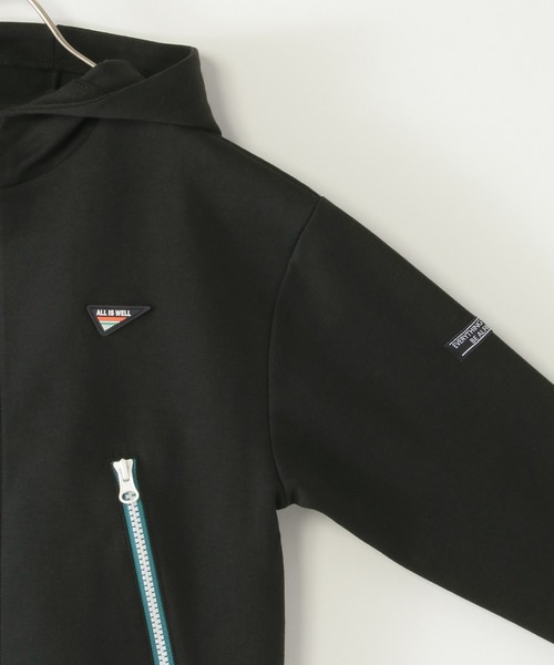 ikka（イッカ）の「ポンチジップ配色ジップパーカー（110~160cm）（パーカー・キッズ・ブラック/杢グレー・M/S/XL/L/XS）」の5枚目の写真