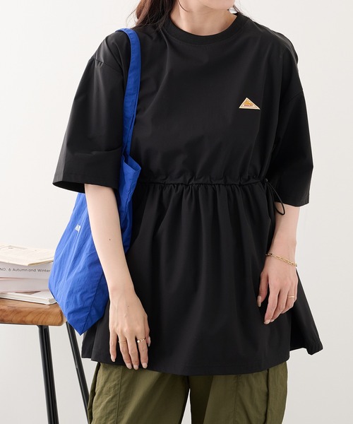KELTY(ケルティ)の「別注【KELTY】ケルティ ラッシュガード チュニック Tシャツ / UVカット 速乾 ドライ / ワンポイントロゴ 体型カバー お尻が隠れる UVカット 速乾 ドライ 半袖 プール 海 アウトドア キャンプ ママコーデ レディース(Tシャツ/カットソー・レディース・サックスブルー/ブラック/ベージュ・FREE)」の5枚目の写真