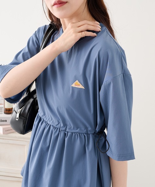 KELTY(ケルティ)の「別注【KELTY】ケルティ ラッシュガード チュニック Tシャツ / UVカット 速乾 ドライ / ワンポイントロゴ 体型カバー お尻が隠れる UVカット 速乾 ドライ 半袖 プール 海 アウトドア キャンプ ママコーデ レディース(Tシャツ/カットソー・レディース・サックスブルー/ブラック/ベージュ・FREE)」の7枚目の写真