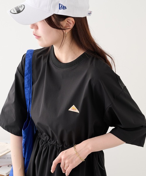 KELTY(ケルティ)の「別注【KELTY】ケルティ ラッシュガード チュニック Tシャツ / UVカット 速乾 ドライ / ワンポイントロゴ 体型カバー お尻が隠れる UVカット 速乾 ドライ 半袖 プール 海 アウトドア キャンプ ママコーデ レディース(Tシャツ/カットソー・レディース・サックスブルー/ブラック/ベージュ・FREE)」の20枚目の写真