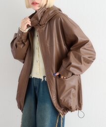 w closet | フェイクレザーフーディージャケット(その他アウター)