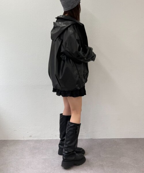 w closet（ダブルクローゼット）の「フェイクレザーフーディージャケット（その他アウター・レディース・ブラック/ブラウン・FREE）」の16枚目の写真