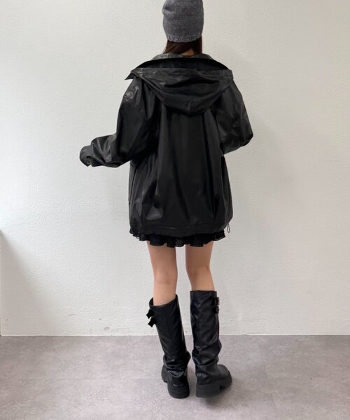 w closet（ダブルクローゼット）の「フェイクレザーフーディージャケット（その他アウター・レディース・ブラック/ブラウン・FREE）」の15枚目の写真