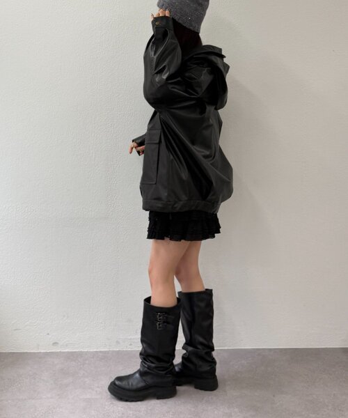 w closet（ダブルクローゼット）の「フェイクレザーフーディージャケット（その他アウター・レディース・ブラック/ブラウン・FREE）」の14枚目の写真