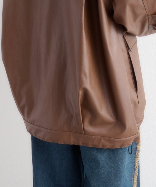 w closet（ダブルクローゼット）の「フェイクレザーフーディージャケット（その他アウター・レディース・ブラック/ブラウン・FREE）」の5枚目の写真