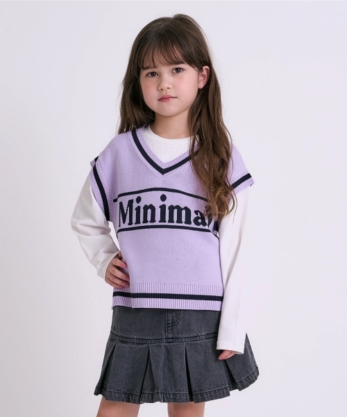 minimal（ミニマル）の「【アラエル】ベストレイヤードTシャツ（Tシャツ/カットソー・キッズ・オフホワイト/エメラルド/ラベンダー・100cm/140cm/130cm/120cm/110cm）」の3枚目の写真