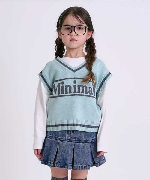 minimal（ミニマル）の「【アラエル】ベストレイヤードTシャツ（Tシャツ/カットソー・キッズ・オフホワイト/エメラルド/ラベンダー・100cm/140cm/130cm/120cm/110cm）」の2枚目の写真