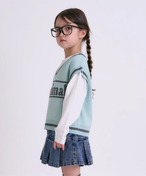 minimal（ミニマル）の「【アラエル】ベストレイヤードTシャツ（Tシャツ/カットソー・キッズ・オフホワイト/エメラルド/ラベンダー・100cm/140cm/130cm/120cm/110cm）」の7枚目の写真