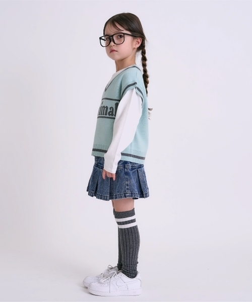 minimal（ミニマル）の「【アラエル】ベストレイヤードTシャツ（Tシャツ/カットソー・キッズ・オフホワイト/エメラルド/ラベンダー・100cm/140cm/130cm/120cm/110cm）」の8枚目の写真