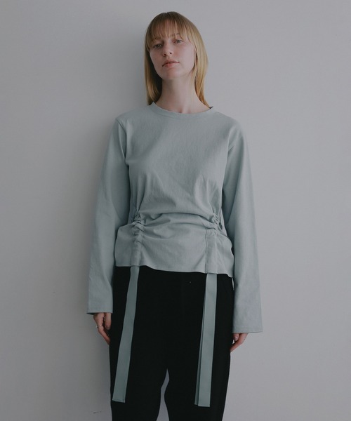MANOF(マノフ)の「SIDE RIBBON CUT TOPS(Tシャツ/カットソー・レディース・ホワイト/ミント/ブラック・F)」の3枚目の写真