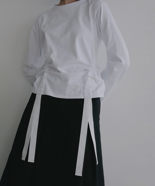 MANOF（マノフ）の「SIDE RIBBON CUT TOPS（Tシャツ/カットソー・レディース・ホワイト・F）」の6枚目の写真