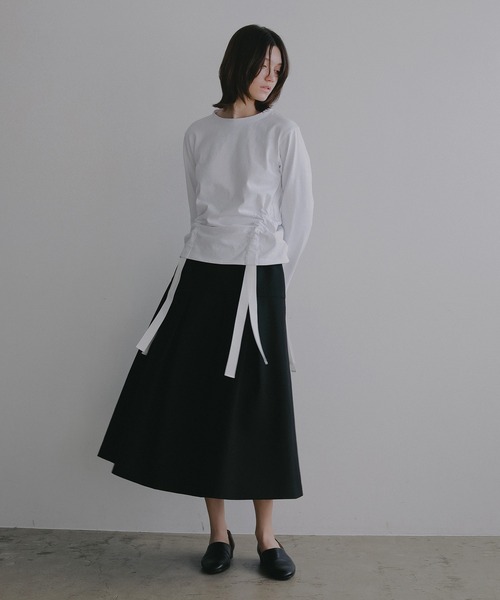 MANOF（マノフ）の「SIDE RIBBON CUT TOPS（Tシャツ/カットソー・レディース・ホワイト・F）」の2枚目の写真