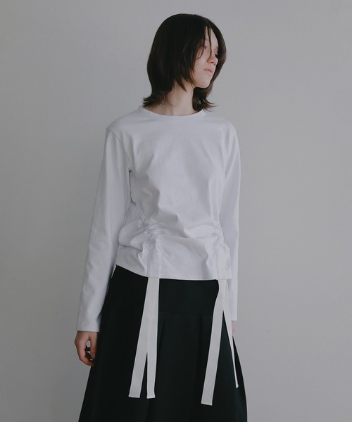 MANOF（マノフ）の「SIDE RIBBON CUT TOPS（Tシャツ/カットソー・レディース・ホワイト・F）」の4枚目の写真