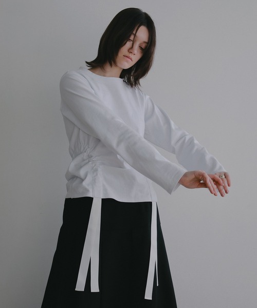 MANOF（マノフ）の「SIDE RIBBON CUT TOPS（Tシャツ/カットソー・レディース・ホワイト・F）」の5枚目の写真