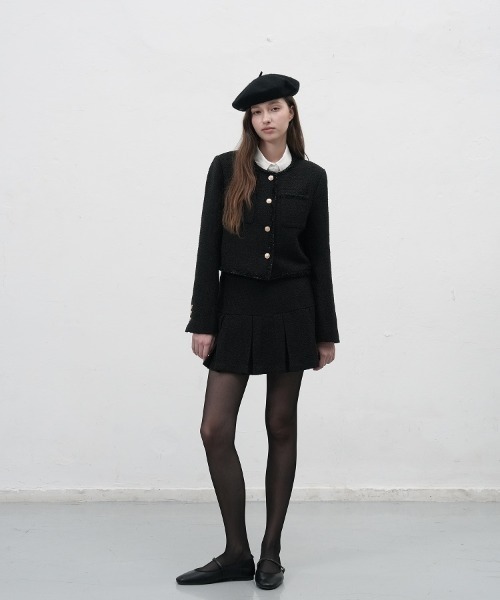 GENERAL IDEA（ジェネラルアイデア）の「【GENERAL IDEA】ツイードプリーツミニスカート / Tweed Pleated Mini Skirt（スカート・レディース・ホワイト/ブラック・M/S/L）」の12枚目の写真