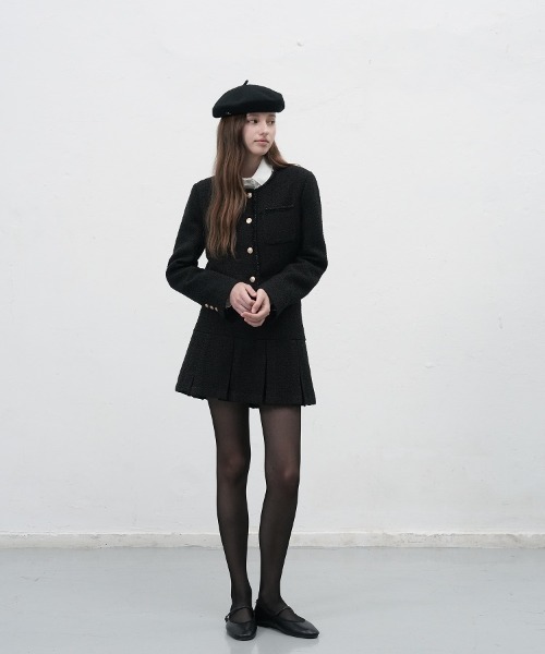 GENERAL IDEA（ジェネラルアイデア）の「【GENERAL IDEA】ツイードプリーツミニスカート / Tweed Pleated Mini Skirt（スカート・レディース・ホワイト/ブラック・M/S/L）」の13枚目の写真