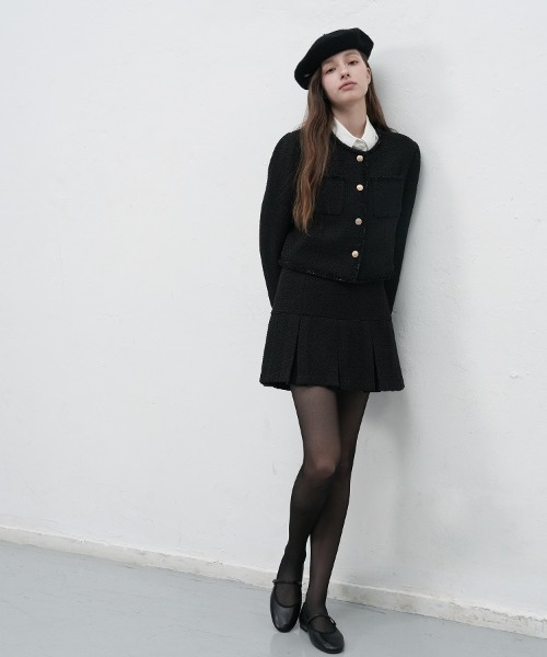 GENERAL IDEA（ジェネラルアイデア）の「【GENERAL IDEA】ツイードプリーツミニスカート / Tweed Pleated Mini Skirt（スカート・レディース・ホワイト/ブラック・M/S/L）」の14枚目の写真