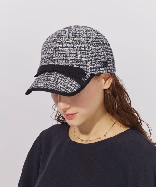 Chapeau d' O(シャポードオー)の「Chapeau d' O Fancy Tweed Ribbon Cap / シャポードオー(キャップ・レディース・ブラック/ベージュ/ブルー・FREE)」の5枚目の写真