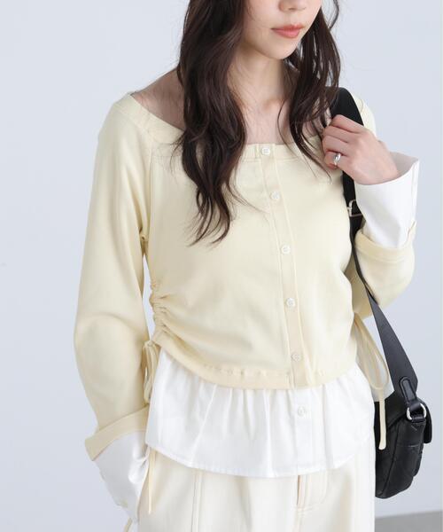 FREE'S MART(フリーズマート)の「◆布帛ドッキングサイドシャーリングカットソー(Tシャツ/カットソー・レディース・ホワイト/ブルー/グレー/ネイビー・FREE)」の2枚目の写真