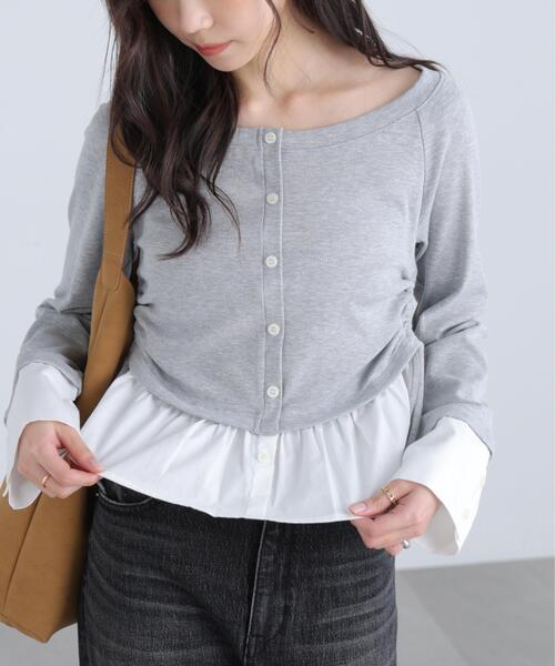 FREE'S MART(フリーズマート)の「◆布帛ドッキングサイドシャーリングカットソー(Tシャツ/カットソー・レディース・ホワイト/ブルー/グレー/ネイビー・FREE)」の7枚目の写真