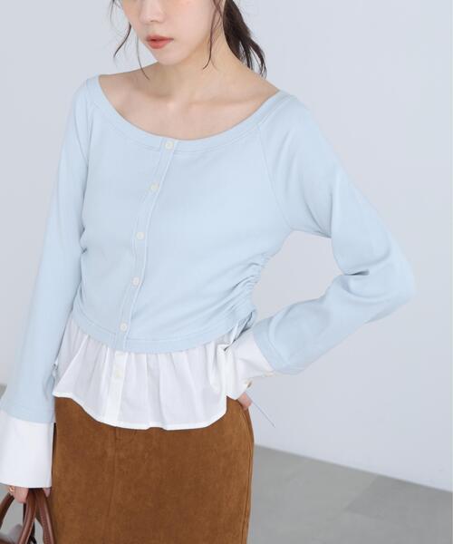 FREE'S MART(フリーズマート)の「◆布帛ドッキングサイドシャーリングカットソー(Tシャツ/カットソー・レディース・ホワイト/ブルー/グレー/ネイビー・FREE)」の15枚目の写真