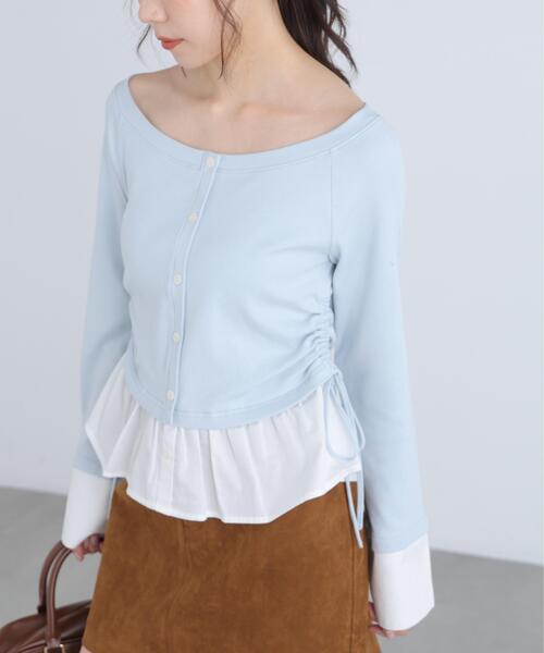 FREE'S MART(フリーズマート)の「◆布帛ドッキングサイドシャーリングカットソー(Tシャツ/カットソー・レディース・ホワイト/ブルー/グレー/ネイビー・FREE)」の16枚目の写真