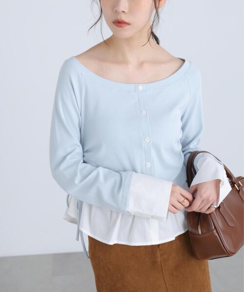 FREE'S MART(フリーズマート)の「◆布帛ドッキングサイドシャーリングカットソー(Tシャツ/カットソー・レディース・ホワイト/ブルー/グレー/ネイビー・FREE)」の19枚目の写真