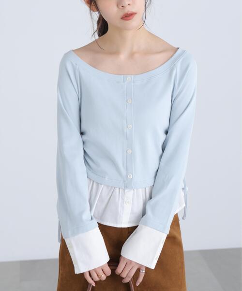 FREE'S MART(フリーズマート)の「◆布帛ドッキングサイドシャーリングカットソー(Tシャツ/カットソー・レディース・ホワイト/ブルー/グレー/ネイビー・FREE)」の20枚目の写真