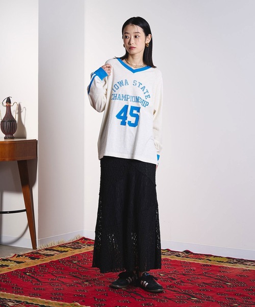 ROSE BUD(ローズバッド)の「SPORTS LOGO L/S TEE(Tシャツ/カットソー・レディース・ライトピンク/ホワイト・ONE SIZE)」の10枚目の写真