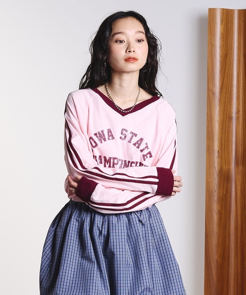 ROSE BUD(ローズバッド)の「SPORTS LOGO L/S TEE(Tシャツ/カットソー・レディース・ライトピンク/ホワイト・ONE SIZE)」の13枚目の写真