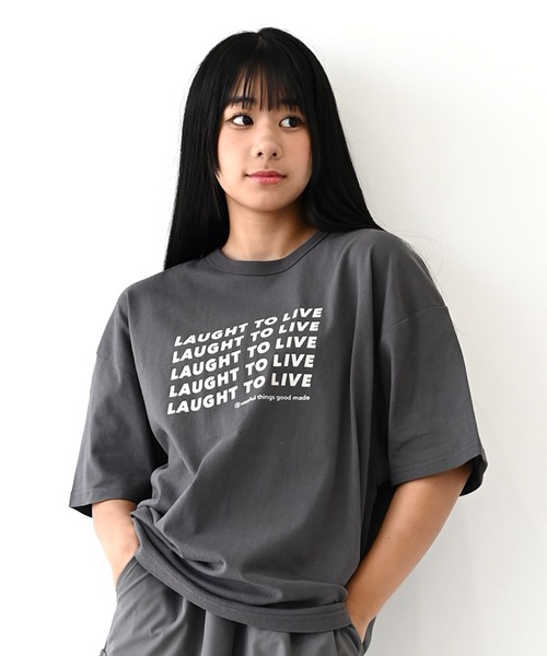 GENERATOR(ジェネレーター)の「ジェネレーター LAUGHT Tシャツ(Tシャツ/カットソー・レディース・チャコールグレー/ベージュ系その他/サックスブルー・F)」の2枚目の写真