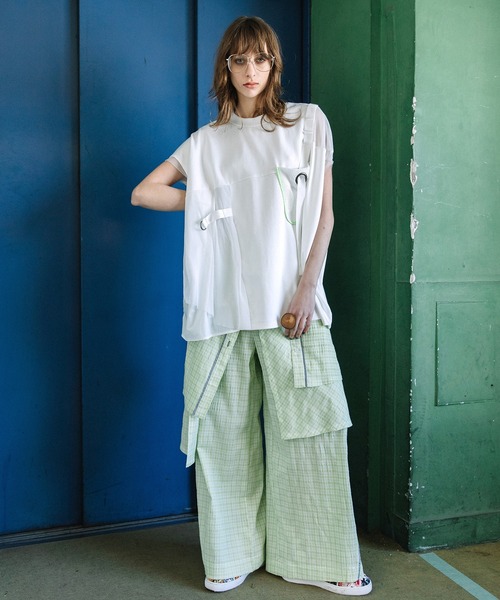 AULA AILA（アウラアイラ）の「チェックイージーパンツ（その他パンツ・レディース・ライム/ブラック/グレー・1/0）」の9枚目の写真