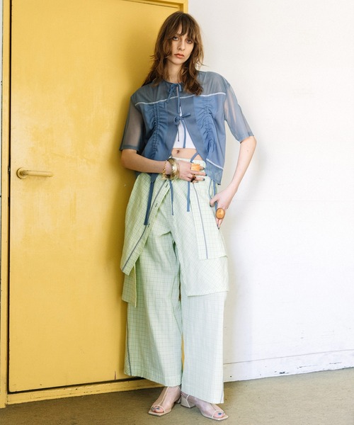 AULA AILA（アウラアイラ）の「チェックイージーパンツ（その他パンツ・レディース・ライム/ブラック/グレー・1/0）」の7枚目の写真