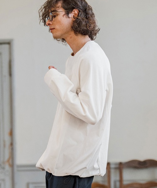 CAMBIO(カンビオ)の「mlt5588- ナイロン切替ラグランスリーブカットソー(Tシャツ/カットソー・メンズ・ホワイト/ブラック/グレー・M/L/XL)」の2枚目の写真