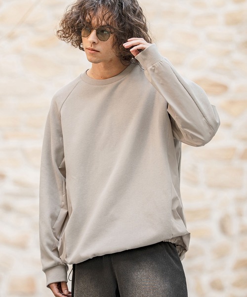 CAMBIO(カンビオ)の「mlt5588- ナイロン切替ラグランスリーブカットソー(Tシャツ/カットソー・メンズ・ホワイト/ブラック/グレー・M/L/XL)」の5枚目の写真