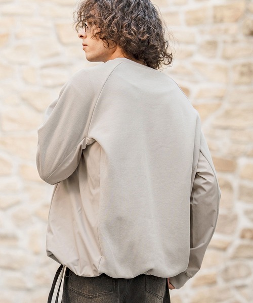 CAMBIO(カンビオ)の「mlt5588- ナイロン切替ラグランスリーブカットソー(Tシャツ/カットソー・メンズ・ホワイト/ブラック/グレー・M/L/XL)」の6枚目の写真