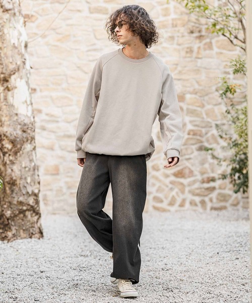 CAMBIO(カンビオ)の「mlt5588- ナイロン切替ラグランスリーブカットソー(Tシャツ/カットソー・メンズ・ホワイト/ブラック/グレー・M/L/XL)」の7枚目の写真